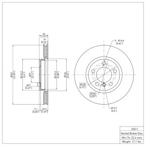 Mini Cooper Countryman Brake Rotor (1) - Front - R1 Concepts - Plain - `11-`16